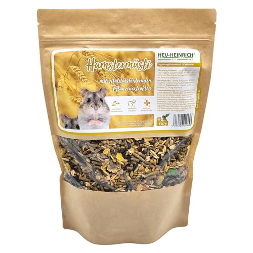 HEU-HEINRICH® - 750g - Hamstermüsli - Ergänzungsfutter für Hamster - artgerechtes Futter - für Aufzucht geeignet von Heu-Heinrich