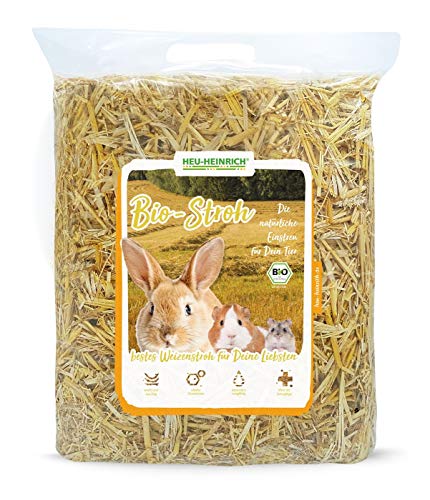 Heu-Heinrich® 6 x 1kg Bio Stroh als Streu, weiches Einstreu für Ihr Heimtier, 100% Bio Stroh Einstreu, Boxenstreu oder Stallstreu für Tiere, auch für Zwergkaninchen oder Einstreu Hühner von Heu-Heinrich