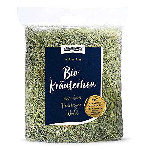 Heu-Heinrich® 750g Premium Bio-Kräuterheu - Bergwiesenheu aus dem Naturpark Thüringer Wald - Streu für Nager - Kaninchen Futter, Meerschweinchen Futter, Bio-Heu beliebt zum Kochen mit Heu von Heu-Heinrich