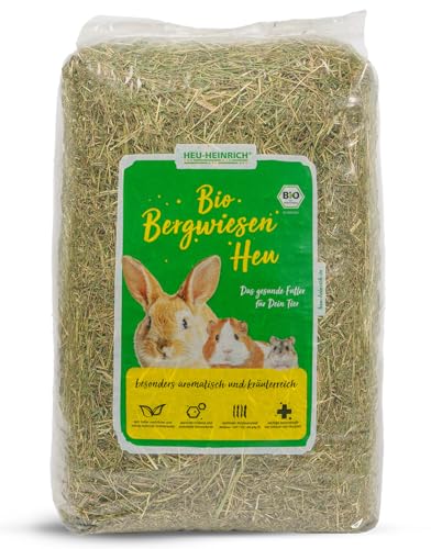 Heu-Heinrich® Bio-Bergwiesenheu aus dem Naturpark Thüringer Wald - Streu und Futter für Nager, Kaninchen, Meerschweinchen, Hamster, Hasen (4kg) von Heu-Heinrich