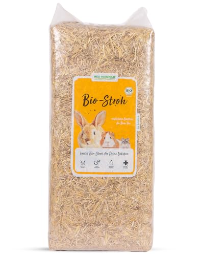 Heu-Heinrich® Bio-Stroh aus dem Naturpark Thüringer Wald - Einstreu für Stall oder Gehege - für Nager, Kaninchen, Meerschweinchen, Hamster, Mäuse, Schildkröten und andere Kleintiere (8kg) von Heu-Heinrich