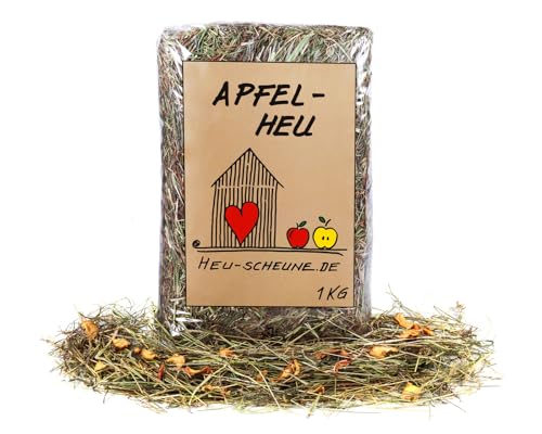 Apfelheu der Heu Scheune® I 1kg Tüte I naturreines Heu mit getrockneten Äpfeln I für Kaninchen, Meerscheinchen, Nager, Pferde und Co. von Heu-Scheune.de