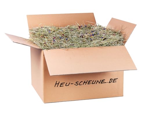 Blumenheu der Heu Scheune® I 10kg im Karton I naturreines Heu mit Blüten I für Kaninchen, Meerscheinchen, Nager, Pferde und Co. von Heu-Scheune.de