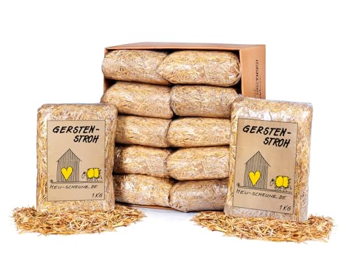 Gerstenstroh der Heu Scheune® I 12x 1kg Tüte I Einstreu für Kaninchen, Meerschweinchen, Nager, Pferde und Co. von Heu-Scheune.de