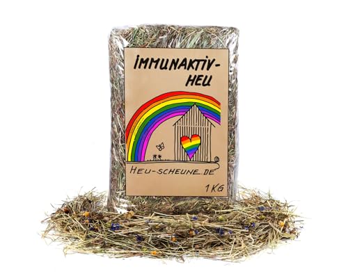 Immunaktivheu der Heu Scheune® I 1kg Tüte I naturreines Heu mit Heilkräutern I für Kaninchen, Meerscheinchen, Nager, Pferde und Co. von Heu-Scheune.de