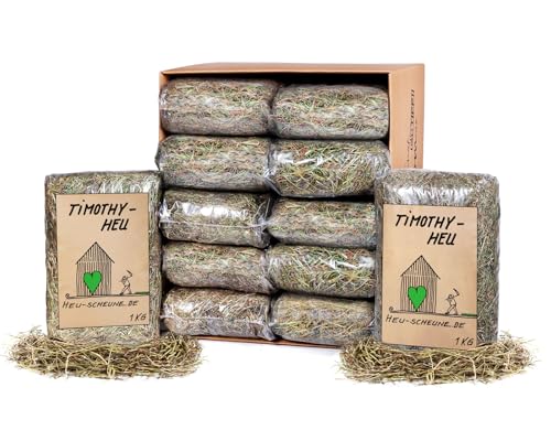 Timothyheu der Heu Scheune® I 12x 1kg Tüte I Feste Halme, rohfaserreich I für Kaninchen, Meerscheinchen, Nager, Pferde und Co. von Heu-Scheune.de
