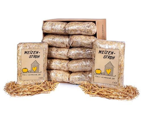 Weizenstroh der Heu Scheune® I 12x 1kg Tüte I Einstreu für Kaninchen, Meerschweinchen, Nager, Pferde und Co. von Heu-Scheune.de