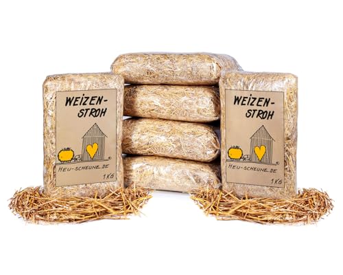 Weizenstroh der Heu Scheune® I 6X 1kg Tüte I Einstreu für Kaninchen, Meerschweinchen, Nager, Pferde und Co. von Heu-Scheune.de