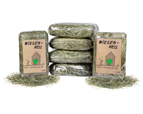 Wiesenheu der Heu Scheune ® I 6X 1kg Tüte I 1. Schnitt I rohfaserreich für Kaninchen, Meerschweinchen, Nager, Pferde und Co. von Heu-Scheune.de