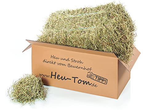 Heu-Tom ® 15kg frisches Timothy Heu Heuballen 1.Schnitt direkt ab Hof Futter für Meerschweinchen Kaninchen Nager Hamster Hasen von Heu-Tom