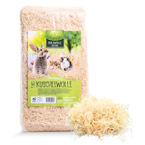 Heumüller Holzwolle Kuschelwolle für Nager & Heimtiere 1kg | Aus handverlesenem & unbehandeltes Fichtenholz | Perfekte Ergänzung zur Einstreu | Ideal als Spiel-, Kuschel- & Nestbaumaterial von Heumüller Holzwolle