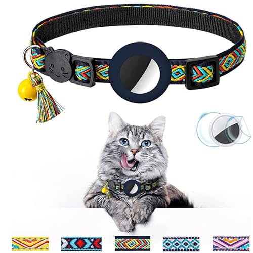 Airtag Katzenhalsband mit Glöckchen, Nylon-Halsband für Katzen, Kätzchen, Kätzchen und Welpen, 22,9 - 33 cm, 1,1 cm breit und leicht (Dunkelblau) von Hevanky