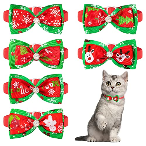 Weihnachten Haustier Halsband mit Fliege Verstellbare Weihnachten Haustier Kostüme für Hunde Katzen Dekoration Party 6 Stück von Heveer