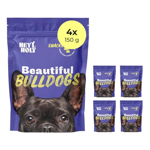 HEY HOLY – Beautiful Bulldogs Snacks – High-Meat Premium Leckerli für Hunde mit 80% Lachs – 4er Pack (4x150g) – Getreidefrei, nur EIN tierisches Protein von HEY HOLY