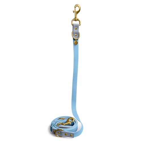 Hey Lana Hundeleine Führungsleine, Made in Germany, 2 Karabiner & 3-Fach verstellbar, Hund Führleine Leine, Zugleine Hundelaufleine Trainingsleine Handsfree (S, Taupe/blau, 230 x 1,5 cm) von Hey Lana