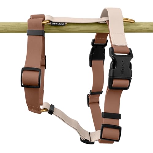 Hey Lana Outdoor Hundegeschirr Handmade, 5-Fach verstellbar & wasserfest, kleine bis sehr große Hunde, Führgeschirr Brustgeschirr Führungsgeschirr Hund Training (Mocca/Mousse, M) von Hey Lana