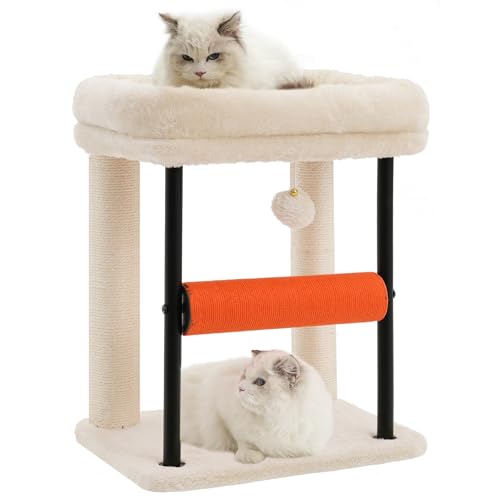 Hey-brother Kratzbaumturm mit rollendem Kratzbaum, geräumige Plüschplattformen, vollständig mit Sisal umwickelte Säule und Plüschtierball, stabiles Bett für Indoor-Kätzchen, 48 cm, Beige MPJ010SM Hey-brother Kratzbaumturm mit rollendem Kratzbaum, geräumige Plüschplattformen, vollständig mit Sisal umwickelte Säule und Plüschtierball, stabiles Bett für Indoor-Kätzchen, 48 cm, Beige MPJ010SM von Hey-brother