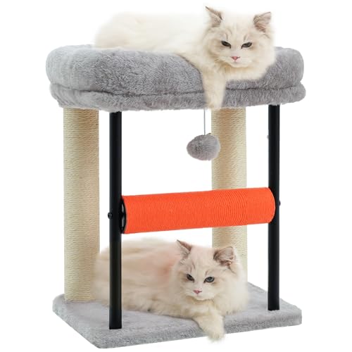 Hey-brother Kratzbaumturm mit rollendem Kratzbaum, geräumige Plüschplattformen, vollständig mit Sisal umwickelte Säule und Plüschtierball, stabiles Bett für Indoor-Kätzchen, 48 cm, Hellgrau MPJ010SW Hey-brother Kratzbaumturm mit rollendem Kratzbaum, geräumige Plüschplattformen, vollständig mit Sisal umwickelte Säule und Plüschtierball, stabiles Bett für Indoor-Kätzchen, 48 cm, Hellgrau MPJ010SW von Hey-brother