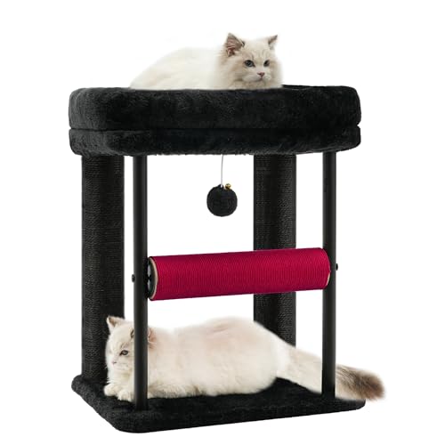 Hey-brother Kratzbaumturm mit rollendem Kratzbaum, geräumige Plüschplattformen, vollständig mit Sisal umwickelte Säule und Plüschtierball, stabiles Bett für Indoor-Kätzchen, 48 cm, Schwarz und Rot Hey-brother Kratzbaumturm mit rollendem Kratzbaum, geräumige Plüschplattformen, vollständig mit Sisal umwickelte Säule und Plüschtierball, stabiles Bett für Indoor-Kätzchen, 48 cm, Schwarz und Rot von Hey-brother