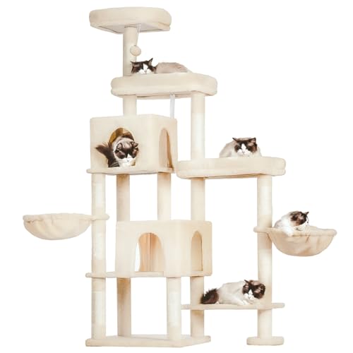 Hey-brother XXL Kratzbaum für groß Katzen, 180 cm hoch Stabil Katzenbaum mit rechts erweitert mit 3 gemütlichen Plattformen, 3 Grosse Höhle und 2 Katzenkörbchen, Beige EMPJ038M Hey-brother XXL Kratzbaum für groß Katzen, 180 cm hoch Stabil Katzenbaum mit rechts erweitert mit 3 gemütlichen Plattformen, 3 Grosse Höhle und 2 Katzenkörbchen, Beige EMPJ038M von Hey-brother