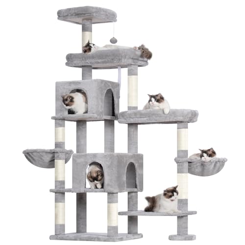 Hey-brother XXL Kratzbaum für groß Katzen, 180 cm hoch Stabil Katzenbaum mit rechts erweitert mit 3 gemütlichen Plattformen, 3 Grosse Höhle und 2 Katzenkörbchen, Hellgrau EMPJ038W Hey-brother XXL Kratzbaum für groß Katzen, 180 cm hoch Stabil Katzenbaum mit rechts erweitert mit 3 gemütlichen Plattformen, 3 Grosse Höhle und 2 Katzenkörbchen, Hellgrau EMPJ038W von Hey-brother