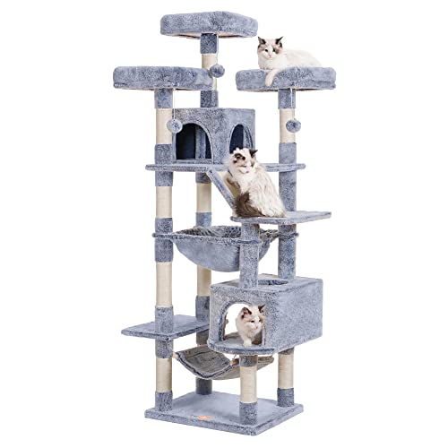 Heybly Kratzbaum, 185,4 cm hoher Katzenturm für große Katzen, 9 kg, strapazierfähig für Indoor-Katzen, große Katzenmöbel mit gepolsterter Plüschstange, gemütlichem Korb und Kratzstämmen, Zinn HCT030PE Heybly Kratzbaum, 185,4 cm hoher Katzenturm für große Katzen, 9 kg, strapazierfähig für Indoor-Katzen, große Katzenmöbel mit gepolsterter Plüschstange, gemütlichem Korb und Kratzstämmen, Zinn HCT030PE von Heybly