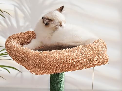 Heybly Kratzbaum mit Katzen-Selbstpflegebürste, Katzenturm für Indoor-Katzen mit gepolsterter Plüschstange HCT006GY von Heybly