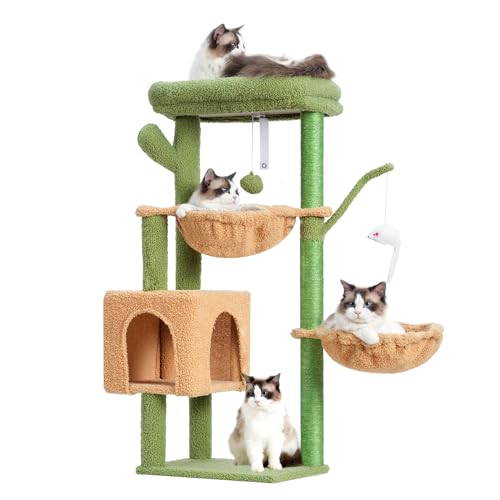 Heybly Kratzbaum mit Katzen-Selbstpflegebürste, Katzenturm für Indoor-Katzen mit gepolsterter Plüschstange HCT006GY Heybly Kratzbaum mit Katzen-Selbstpflegebürste, Katzenturm für Indoor-Katzen mit gepolsterter Plüschstange HCT006GY von Heybly