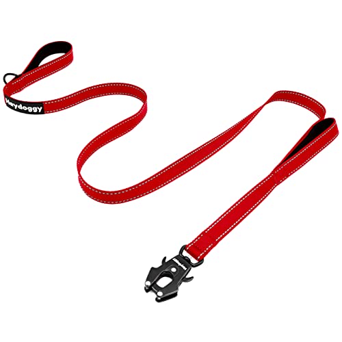 Reflektierend Hundeleine 1,2m für Große Mittlere Kleine Hund, Robust Nylon Trainingsleine mit Zwei Griff & Auto Sperre Karabiner, Anti-Zug Walken Sicherheit Kontrolle Führleine Rot 4ft Reflektierend Hundeleine 1,2m für Große Mittlere Kleine Hund, Robust Nylon Trainingsleine mit Zwei Griff & Auto Sperre Karabiner, Anti-Zug Walken Sicherheit Kontrolle Führleine Rot 4ft von Heydoggy