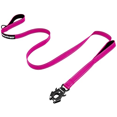 Reflektierend Hundeleine 1,5m für Große Mittlere Kleine Hund, Robust Nylon Trainingsleine mit Zwei Griff & Auto Sperre Karabiner, Anti-Zug Walken Sicherheit Kontrolle Führleine Heiß Rosa 5ft Reflektierend Hundeleine 1,5m für Große Mittlere Kleine Hund, Robust Nylon Trainingsleine mit Zwei Griff & Auto Sperre Karabiner, Anti-Zug Walken Sicherheit Kontrolle Führleine Heiß Rosa 5ft von Heydoggy