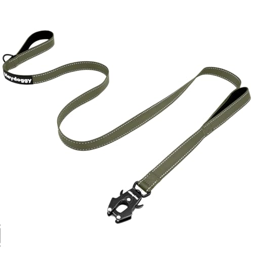 Reflektierend Hundeleine 1,8m für Große Mittlere Kleine Hund, Robust Nylon Trainingsleine mit Zwei Griff & Auto Sperre Karabiner, Anti-Zug Walken Sicherheit Kontrolle Führleine Army Grün 6ft Reflektierend Hundeleine 1,8m für Große Mittlere Kleine Hund, Robust Nylon Trainingsleine mit Zwei Griff & Auto Sperre Karabiner, Anti-Zug Walken Sicherheit Kontrolle Führleine Army Grün 6ft von Heydoggy