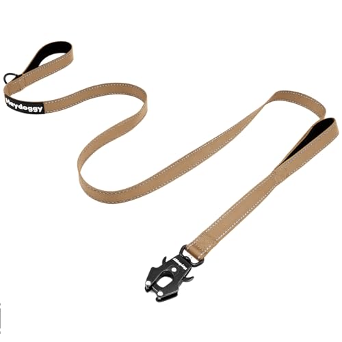 Reflektierend Hundeleine 1,8m für Große Mittlere Kleine Hund, Robust Nylon Trainingsleine mit Zwei Griff & Auto Sperre Karabiner, Anti-Zug Walken Sicherheit Kontrolle Führleine Khaki 6ft Reflektierend Hundeleine 1,8m für Große Mittlere Kleine Hund, Robust Nylon Trainingsleine mit Zwei Griff & Auto Sperre Karabiner, Anti-Zug Walken Sicherheit Kontrolle Führleine Khaki 6ft von Heydoggy