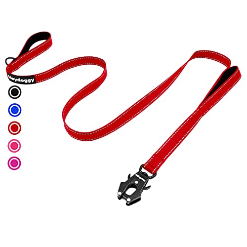 Reflektierend Hundeleine 1,8m für Große Mittlere Kleine Hund, Robust Nylon Trainingsleine mit Zwei Griff & Auto Sperre Karabiner, Anti-Zug Walken Sicherheit Kontrolle Führleine Rot 6ft Reflektierend Hundeleine 1,8m für Große Mittlere Kleine Hund, Robust Nylon Trainingsleine mit Zwei Griff & Auto Sperre Karabiner, Anti-Zug Walken Sicherheit Kontrolle Führleine Rot 6ft von Heydoggy