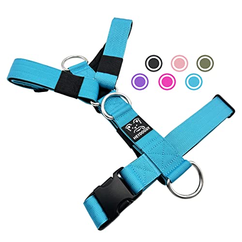 Robust Nylon Geflochten Anti-Zug Hundegeschirr, Verstellbar Brustgeschirr mit Neopren Gepolstert & Schnalle, Hunde Geschirr Zuggeschirr für Mittlere Große Hund Training Walken Laufen L,Blau Robust Nylon Geflochten Anti-Zug Hundegeschirr, Verstellbar Brustgeschirr mit Neopren Gepolstert & Schnalle, Hunde Geschirr Zuggeschirr für Mittlere Große Hund Training Walken Laufen L,Blau von Heydoggy