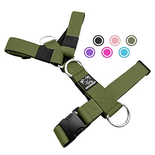 Robust Nylon Geflochten Anti-Zug Hundegeschirr, Verstellbar Brustgeschirr mit Neopren Gepolstert & Schnalle, Hunde Geschirr Zuggeschirr für Mittlere Große Hund Training Walken Laufen M,Armeegrün Robust Nylon Geflochten Anti-Zug Hundegeschirr, Verstellbar Brustgeschirr mit Neopren Gepolstert & Schnalle, Hunde Geschirr Zuggeschirr für Mittlere Große Hund Training Walken Laufen M,Armeegrün von Heydoggy