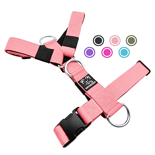 Robust Nylon Geflochten Anti-Zug Hundegeschirr, Verstellbar Brustgeschirr mit Neopren Gepolstert & Schnalle, Hunde Geschirr Zuggeschirr für Mittlere Große Hund Training Walken Laufen M,Rosa Robust Nylon Geflochten Anti-Zug Hundegeschirr, Verstellbar Brustgeschirr mit Neopren Gepolstert & Schnalle, Hunde Geschirr Zuggeschirr für Mittlere Große Hund Training Walken Laufen M,Rosa von Heydoggy