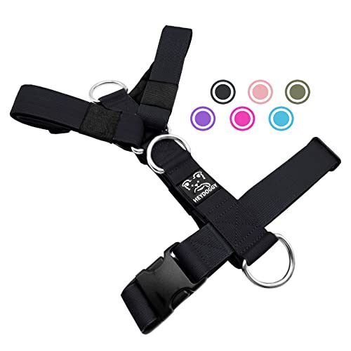 Robust Nylon Geflochten Anti-Zug Hundegeschirr, Verstellbar Brustgeschirr mit Neopren Gepolstert & Schnalle, Hunde Geschirr Zuggeschirr für Mittlere Große Hund Training Walken Laufen M,Schwarz Robust Nylon Geflochten Anti-Zug Hundegeschirr, Verstellbar Brustgeschirr mit Neopren Gepolstert & Schnalle, Hunde Geschirr Zuggeschirr für Mittlere Große Hund Training Walken Laufen M,Schwarz von Heydoggy