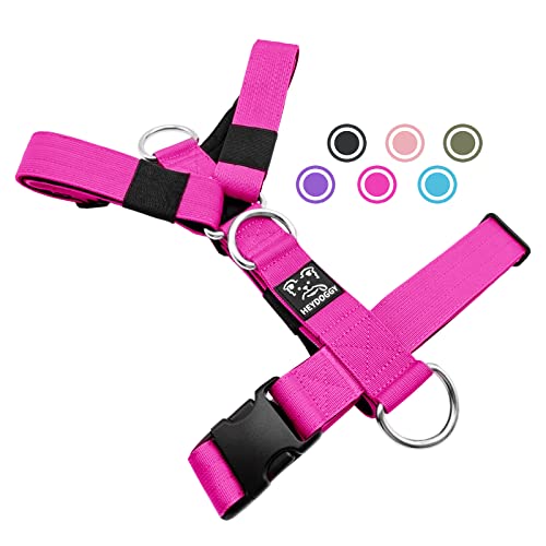Robust Nylon Geflochten Anti-Zug Hundegeschirr, Verstellbar Brustgeschirr mit Neopren Gepolstert & Schnalle, Hunde Geschirr Zuggeschirr für Mittlere Große Hund Training Walken Laufen S,Heiß Rosa Robust Nylon Geflochten Anti-Zug Hundegeschirr, Verstellbar Brustgeschirr mit Neopren Gepolstert & Schnalle, Hunde Geschirr Zuggeschirr für Mittlere Große Hund Training Walken Laufen S,Heiß Rosa von Heydoggy