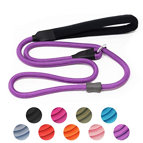 Starke Retrieverleine – robuste Trainingsleine aus Nylon, langlebig, violettes Seil, kein Ziehen, mit Gummistopper und gepolstertem Griff, für kleine bis große Welpen, 1,8 m Starke Retrieverleine – robuste Trainingsleine aus Nylon, langlebig, violettes Seil, kein Ziehen, mit Gummistopper und gepolstertem Griff, für kleine bis große Welpen, 1,8 m von Heydoggy