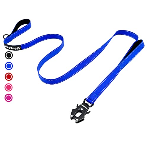Starke strapazierfähige Hundeleine, 1.8 m, reflektierende Nylon-Trainingsleine mit weich gepolstertem Doppelgriff und automatischer Verriegelung, Frosch-Clip, Spazierengehen, dunkelblau Starke strapazierfähige Hundeleine, 1.8 m, reflektierende Nylon-Trainingsleine mit weich gepolstertem Doppelgriff und automatischer Verriegelung, Frosch-Clip, Spazierengehen, dunkelblau von Heydoggy