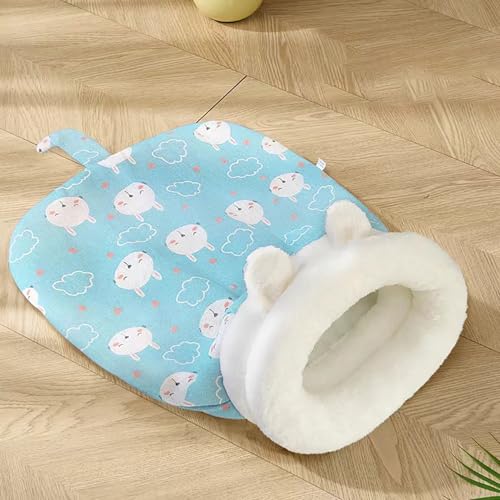 Heyhaho Cozy Pet Nest for Cats and Dogs, Soft Cat Dog Sleeping Bag, Portable Pet Nest, Small Dog Cat Bed for All Seasons Indoors (Blue Rabbit) von Heyhaho