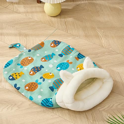 Heyhaho Cozy Pet Nest for Cats and Dogs, Soft Cat Dog Sleeping Bag, Portable Pet Nest, Small Dog Cat Bed for All Seasons Indoors (Clownfish) von Heyhaho