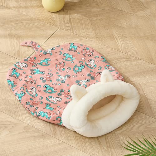 Heyhaho Cozy Pet Nest for Cats and Dogs, Soft Cat Dog Sleeping Bag, Portable Pet Nest, Small Dog Cat Bed for All Seasons Indoors (Pink Horse) von Heyhaho