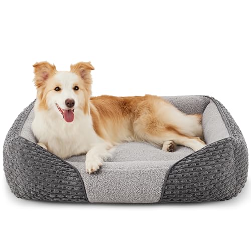 Heymamba Großes Hundebett für ausgewachsene Hunde, bietet Unterstützung für Kopf/Nacken, waschbar, Größe XL für Border Collie, 78 x 63 x 23 cm von Heymamba