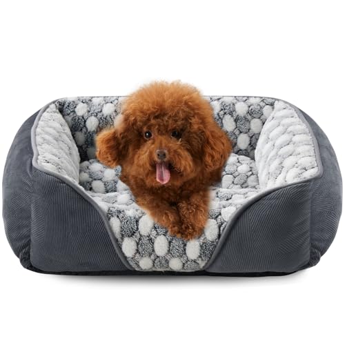 Heymamba Kleines Hundebett Welpenbett und Anti-Biss-Stoffstoff aus geometrischen Streifen, Hunde- und Katzenbett, kleines Haustier-Sofabett mit warmem und hautfreundlichem ovalem Flanell für Heymamba Kleines Hundebett Welpenbett und Anti-Biss-Stoffstoff aus geometrischen Streifen, Hunde- und Katzenbett, kleines Haustier-Sofabett mit warmem und hautfreundlichem ovalem Flanell für von Heymamba