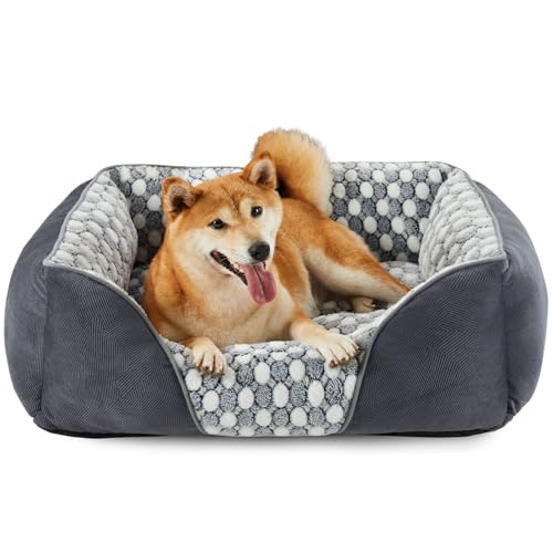 Heymamba Mittelgroßes Hundebett, maschinenwaschbar, Hundebetten gefüllt mit hohem Rückprall, dreidimensionale Baumwolle, Hundebett, mittelgrau mit 20 cm hoher Seite für Dackel, 66 x 55 x 21 cm Heymamba Mittelgroßes Hundebett, maschinenwaschbar, Hundebetten gefüllt mit hohem Rückprall, dreidimensionale Baumwolle, Hundebett, mittelgrau mit 20 cm hoher Seite für Dackel, 66 x 55 x 21 cm von Heymamba