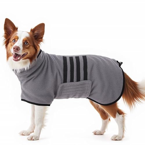 HezzLuv Bademantel für Hunde, Microtuch aus Mikrofaser für Mittelgroße und größere Tiere - Grau, Schnelles Trocknen, Super Saugfähig, perfekt für Hunde und Katzen (Schwarz, XL) von HezzLuv