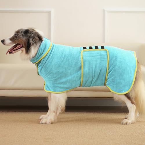 HezzLuv Hunde-Bademantel, super saugfähiges Mikrofaser-Handtuch für schnelles Trocknen, bequemer, weicher Hundemantel mit verstellbarem Bauchgurt, ideal für Baden, Schwimmen, regnerische Spaziergänge HezzLuv Hunde-Bademantel, super saugfähiges Mikrofaser-Handtuch für schnelles Trocknen, bequemer, weicher Hundemantel mit verstellbarem Bauchgurt, ideal für Baden, Schwimmen, regnerische Spaziergänge von HezzLuv