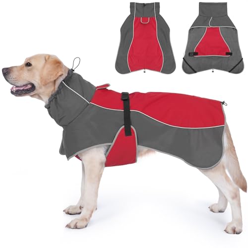 HezzLuv Wasserdicht Hundejacke, Reflektierend Winddicht Hundemantel, Warme Wintermantel mit Weichem Fleecefutter für Kleine bis Große Hunde Haustier Outdoor Camping und Wandern bei Kaltes Wetter von HezzLuv