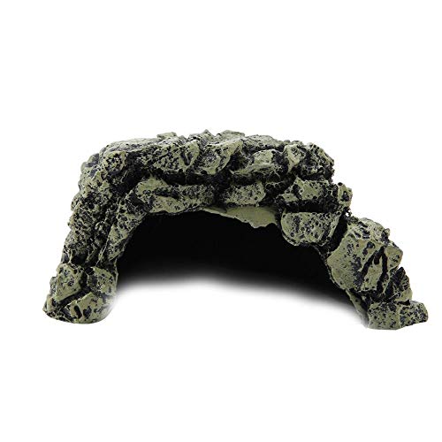 Pssopp Terrarium Cave Resin Sonnenbadeplattform Hidden Habitat Aquarium Terrarium Dekoration Ornament für Reptilienschildkröte Sunbathing Tank Dekoration(L) von Pssopp